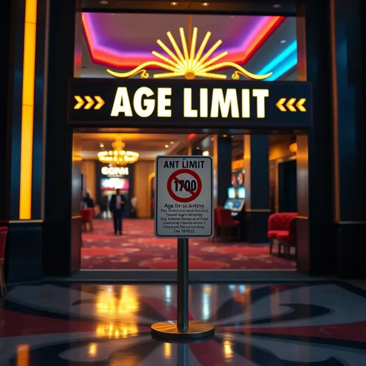 Entrance sign displaying age restriction for casino entry