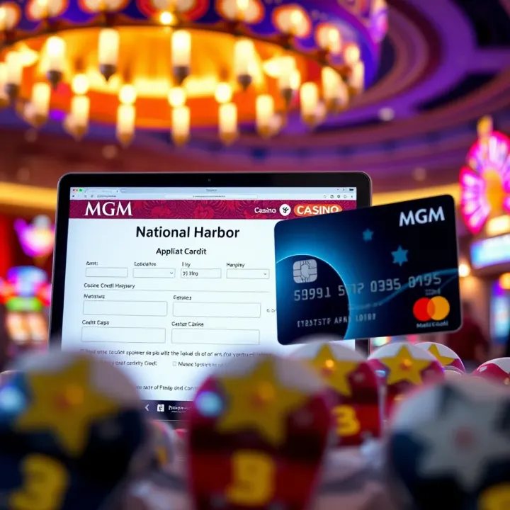 MGM National Harbor Casino Credit Application Overview Illustration showing a casino credit card and a digital application form for MGM National Harbor