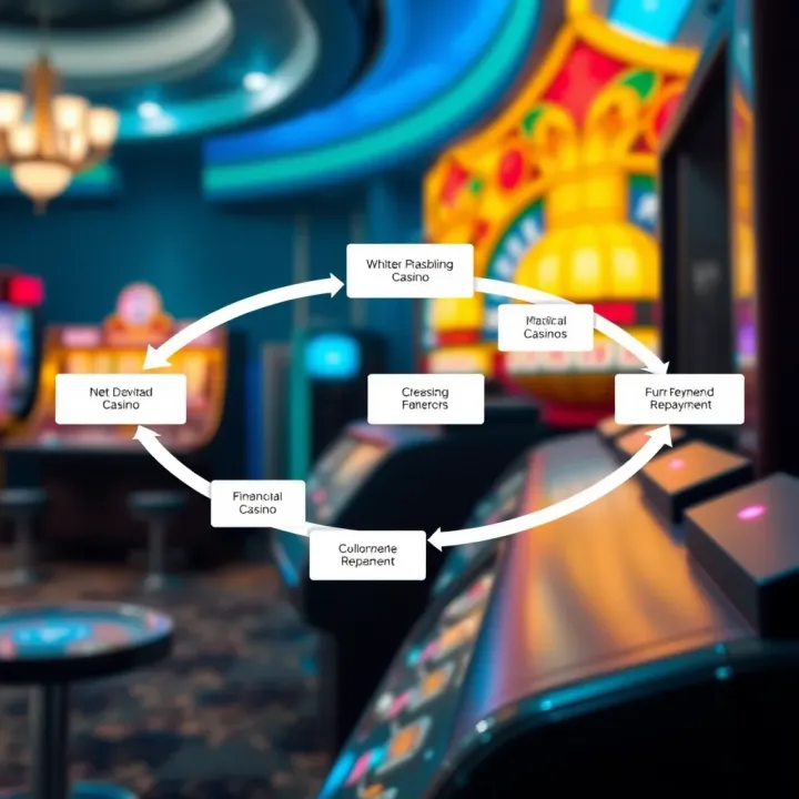 Diagram illustrating financial flow and repayment management in national casinos for Australian players