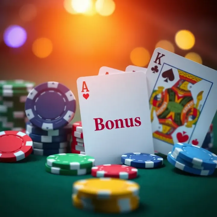 Colorful casino chips and playing cards illustrating bonus opportunities