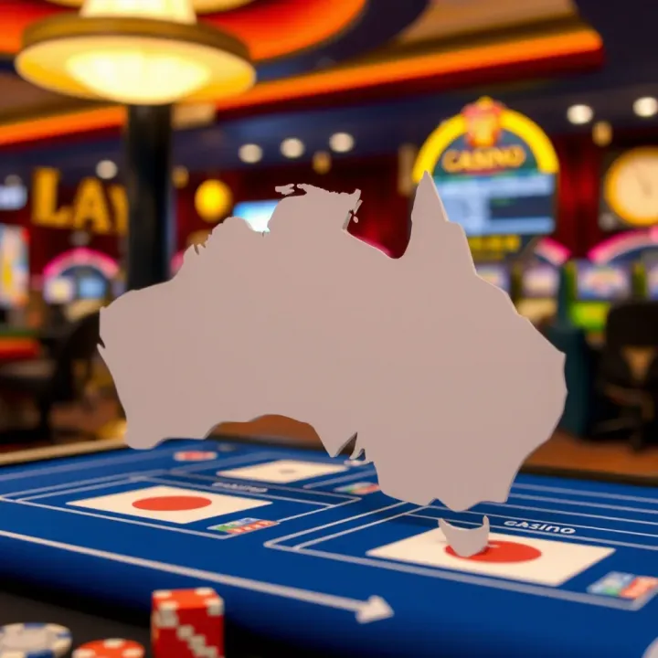 Legal Landscape of Australian Casino Games Illustration of casino regulatory documents and Australian map symbolizing the legal framework for gambling