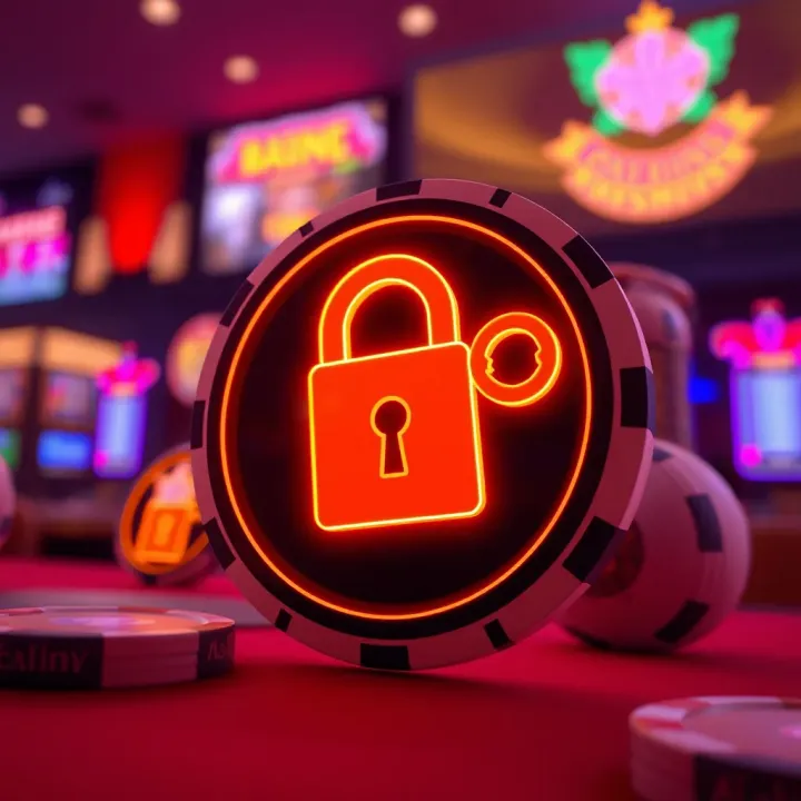 Illustration of a glowing casino chip with a key symbol representing unlocking free bonuses