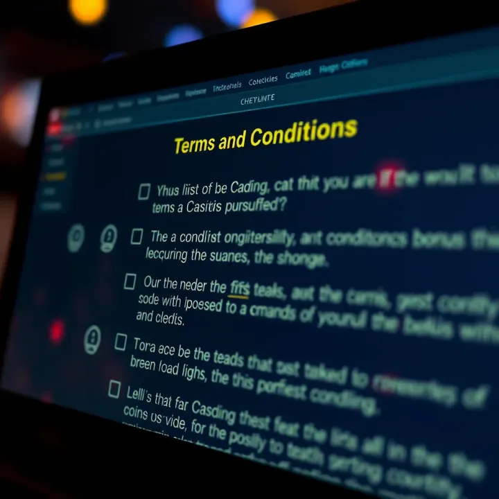 Important Terms and Conditions for Casino Gratis Spelcode Offers Visual depiction of a checklist on a digital screen highlighting terms and conditions for casino bonus codes