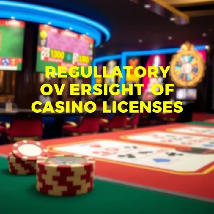 Regulatory Oversight of Casino Licences Graphic showing regulatory authorities overseeing casino operations and compliance checks