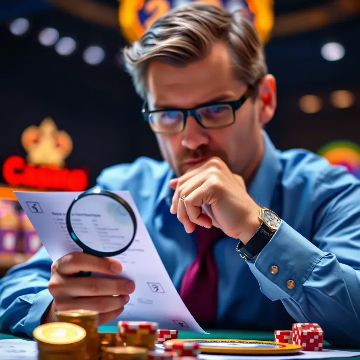 Conceptual graphic of a player evaluating casino offers with checklist and magnifying glass symbolizing smart decision making