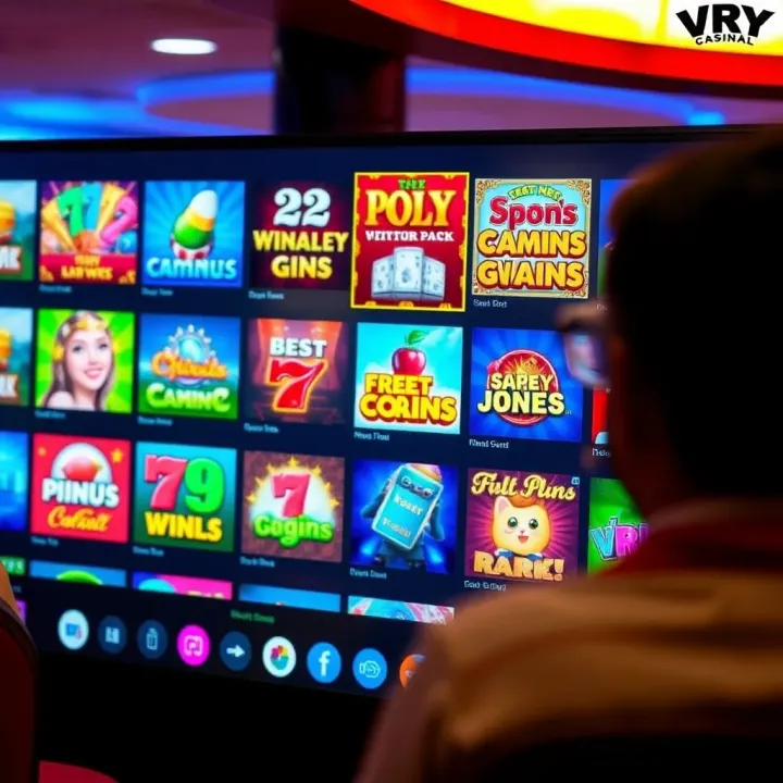 Various casino game icons displayed on a digital screen representing a diverse game selection