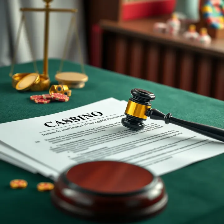 Illustration of legal documents and a gavel representing gambling regulation in Norway