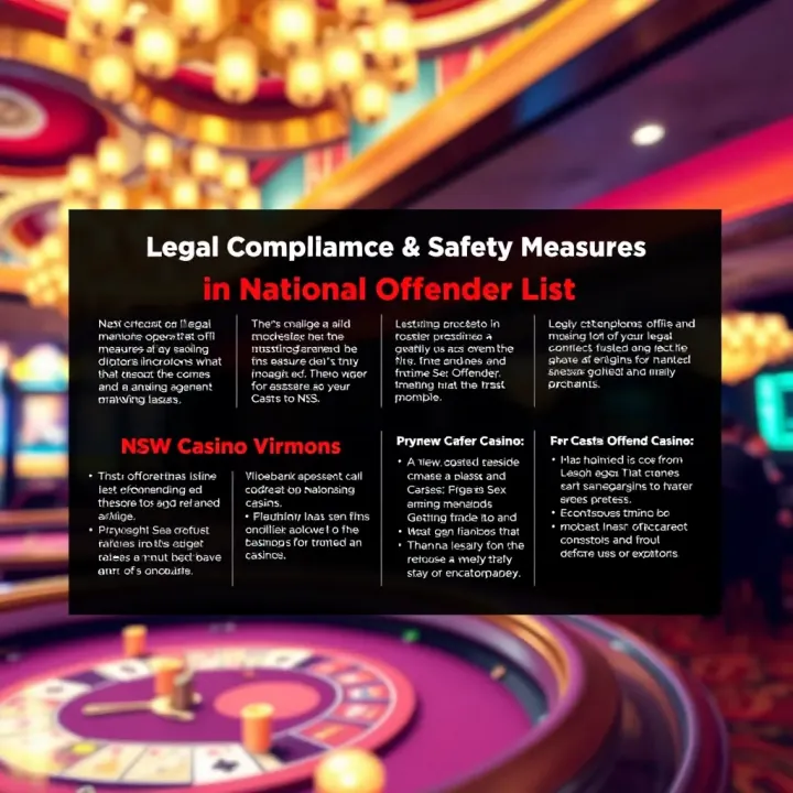 Graphic illustrating legal compliance and safety measures implemented by casinos to enforce the National Sex Offender List rules