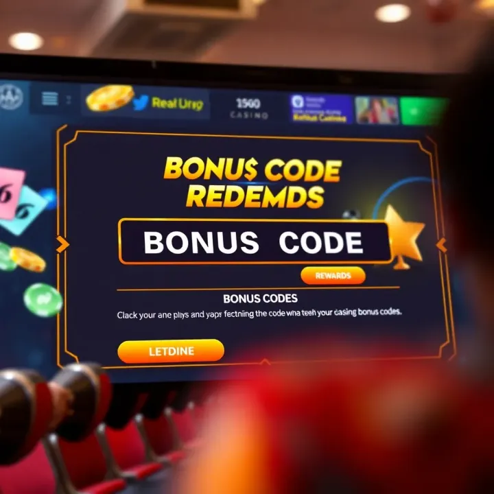 Illustration of a digital casino interface showing bonus code input field and rewards