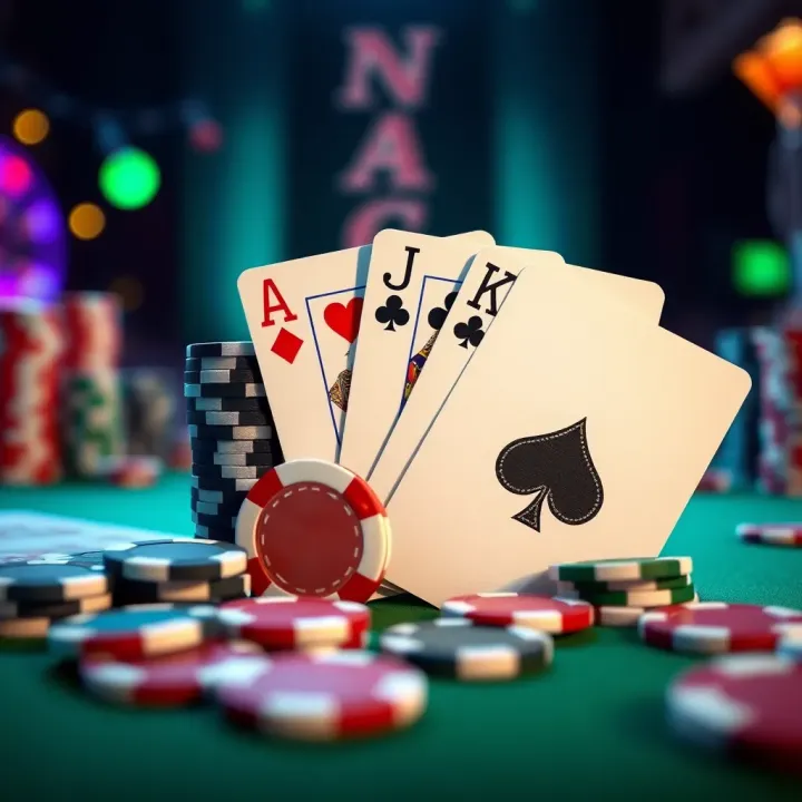 Visual Representation of No Deposit Bonuses with Casino Chips and Cards Illustration of casino chips and playing cards representing a no deposit bonus offer at a national casino